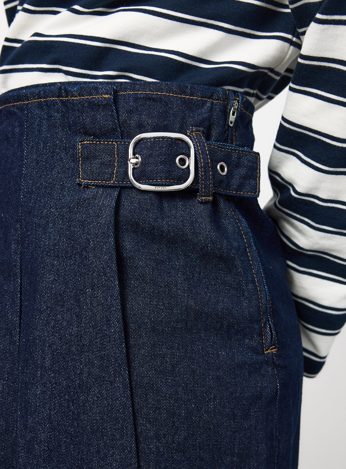 Dark Rinse Denim Pleated Mini Kilt 14 - Image 3 thumbnail